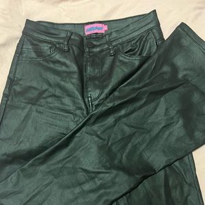 Petite Luna Faux Leather Flare Jeans - edikted